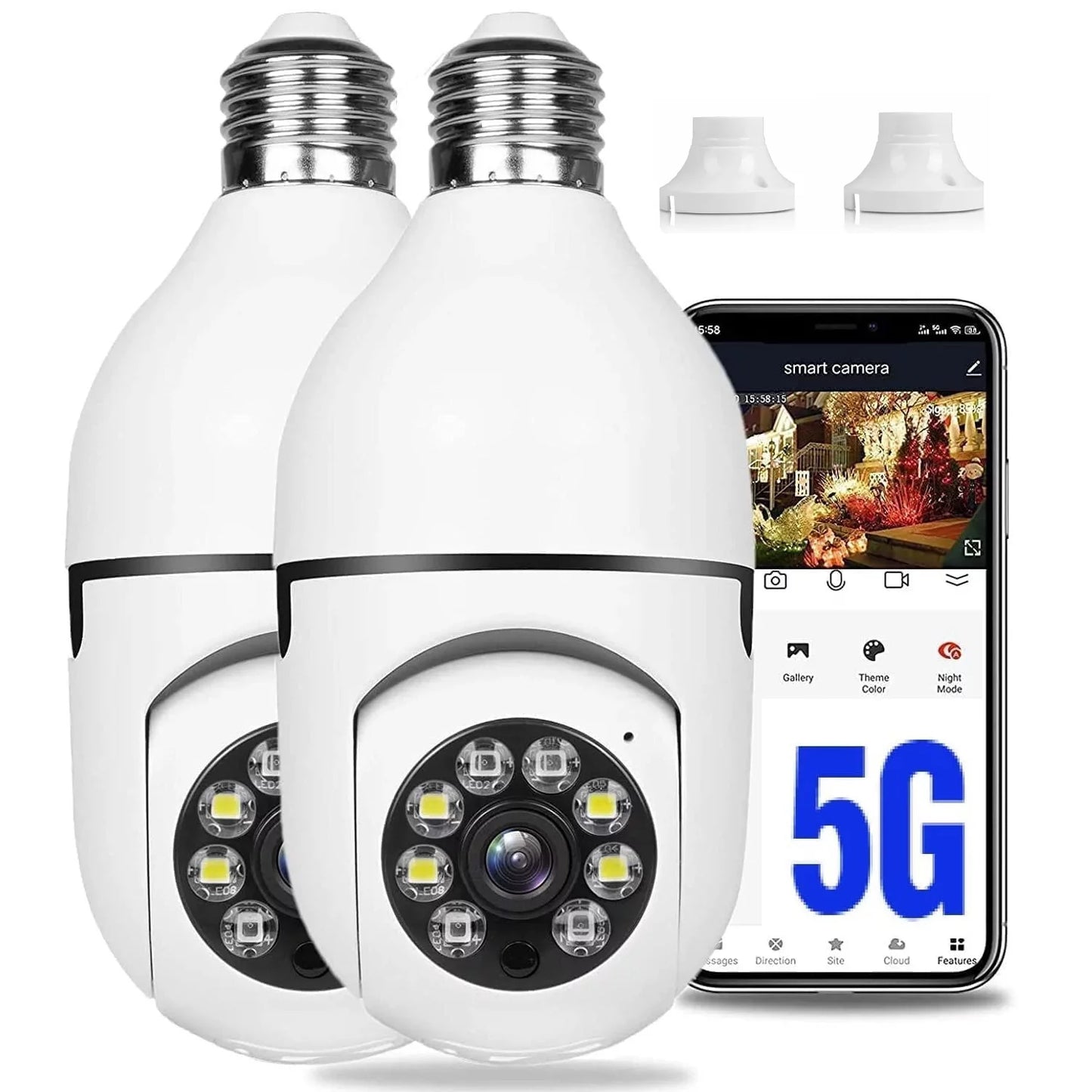 & E27 Security Security, Camera Bulb 1080p WiFi System , Outdoor, Cameras Camera Indoor Wireless Cameras 5G 2Pcs Home 2.4GHz Wireless Light for Security