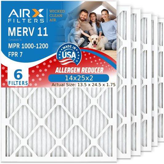 & 14x25x2 1000, Filter MERV FILTERS MPR 6 WICKED HVAC to AIR. FPR Made Air Comparable 7 Conditioner Electrostatic MPR by Furnace 11 Filter Pack Pleated Premium CLEAN 14x25x2 1200 Air USA Filters AIRX