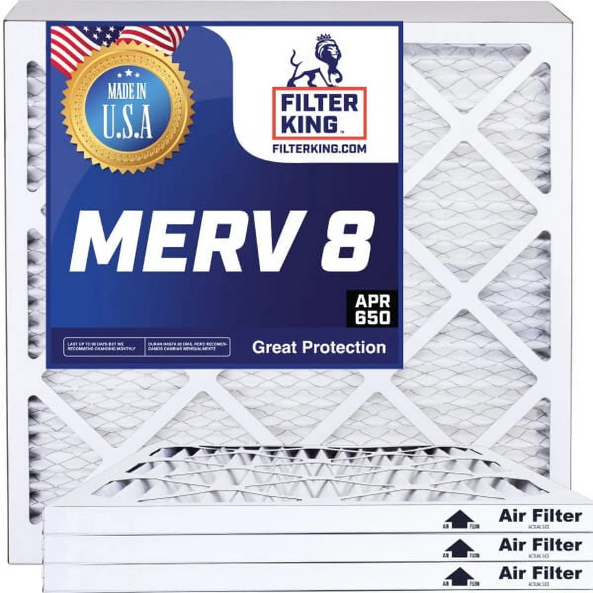 | Furnace Actual x 4-PACK | 9x16.5x1 A/C Filter MADE 9 Size: | Air .75" USA 8 MERV x Pleated HVAC | King Filter IN 16.5 Filters