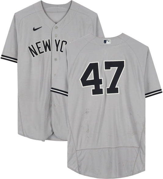 #47 Game-Used Jersey York Authentic on August New - Gray Yankees vs. 29, Angels 2022 Los Angeles Certified Montas Fanatics Frankie