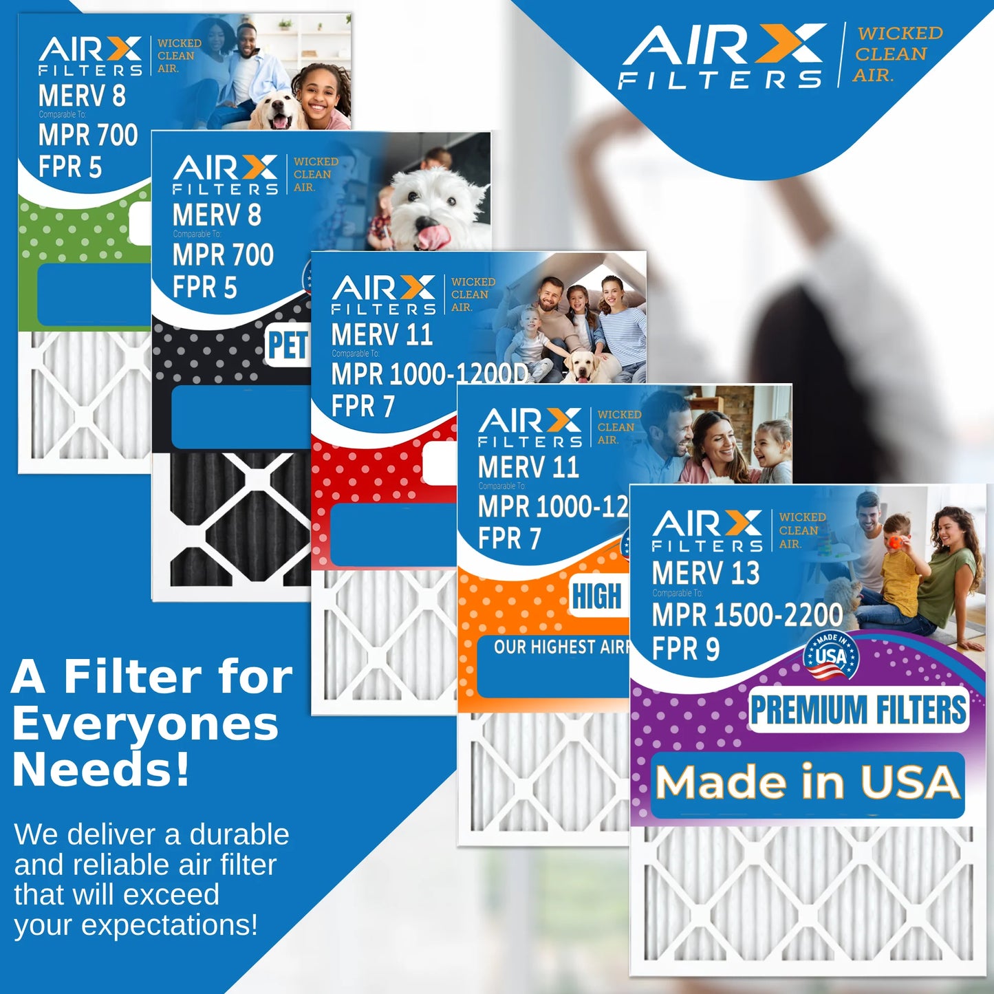 & 14x25x2 1000, Filter MERV FILTERS MPR 6 WICKED HVAC to AIR. FPR Made Air Comparable 7 Conditioner Electrostatic MPR by Furnace 11 Filter Pack Pleated Premium CLEAN 14x25x2 1200 Air USA Filters AIRX