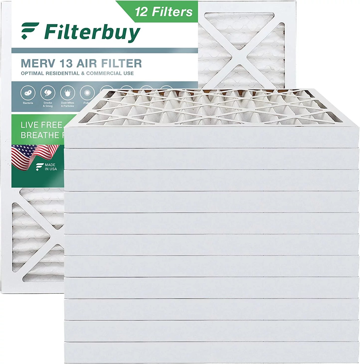 (12-Pack) 13 Furnace AC HVAC 24x24x2 MERV Filters Air Pleated Filterbuy