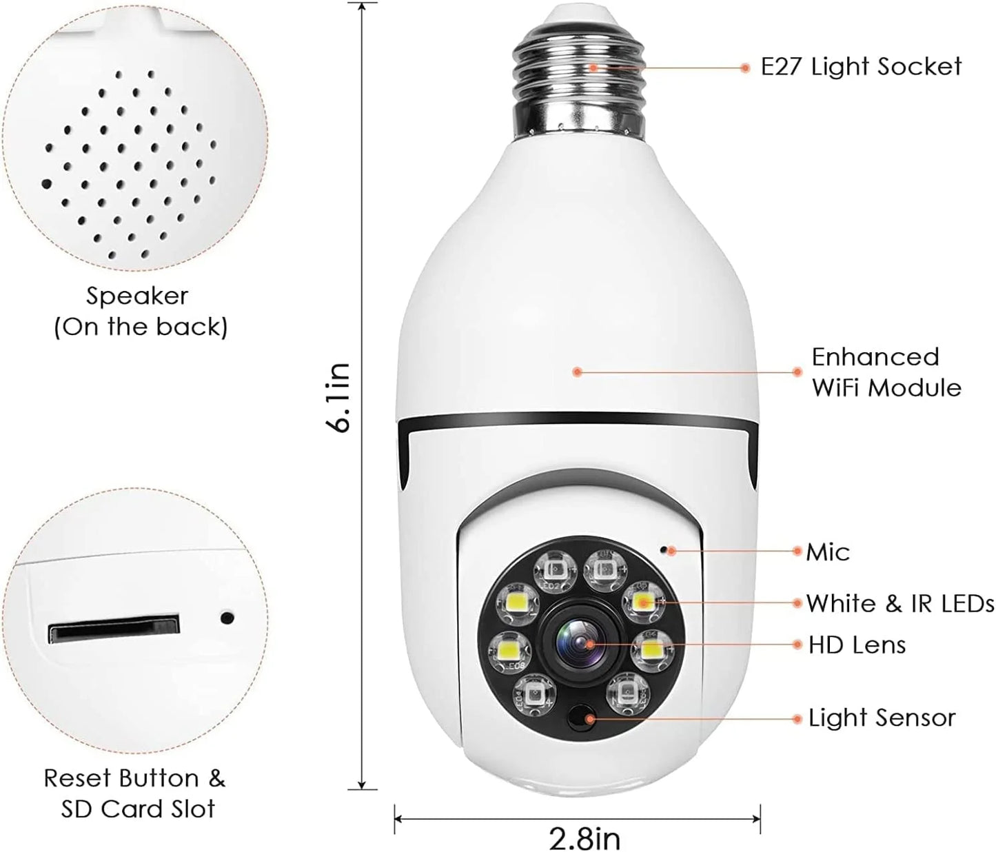 & E27 Security Security, Camera Bulb 1080p WiFi System , Outdoor, Cameras Camera Indoor Wireless Cameras 5G 2Pcs Home 2.4GHz Wireless Light for Security