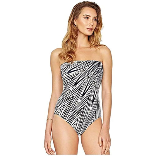 (10-Medium) Swimsuit One Piece Black/White Gottex Bandeau Women's