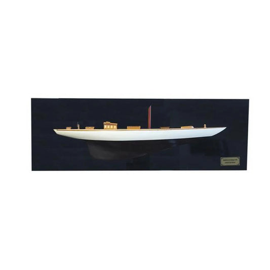 & Painted Hand 12 Half-Hull Shamrock in. Boat Black Yacht V White Decorative HomeRoots 401899 Boat,