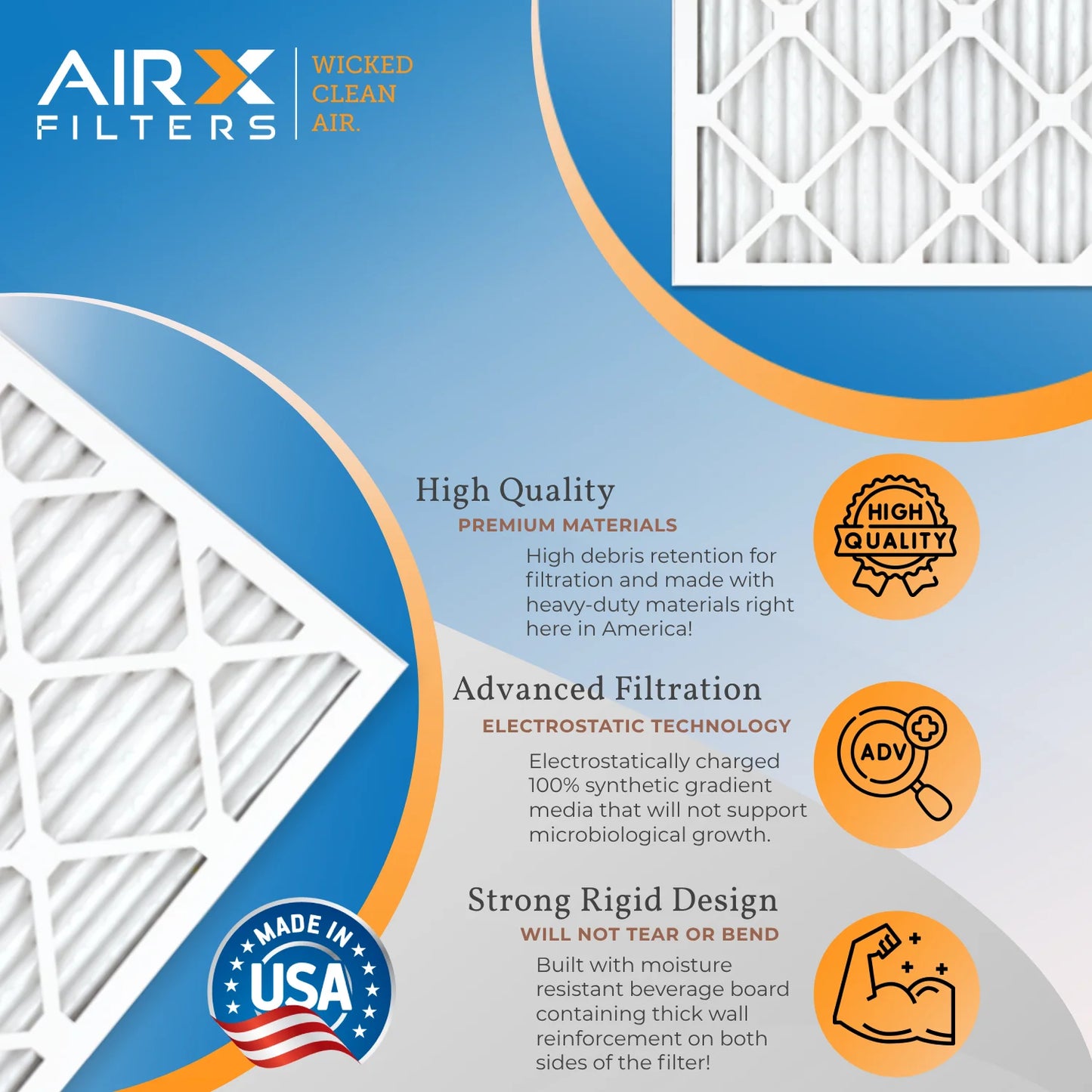 & FILTERS Filter CLEAN Made Comparable in of Air to - FPR Furnace AIRX WICKED - 12 USA 1500 by 15x20x1 Pack 9 13 MPR 2200 MERV AIR. Rating, Filters